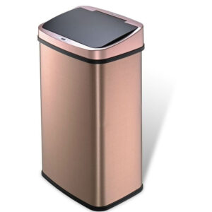 gold copper 13 gallon stainless steel kitchen trash can with motion sensor lid